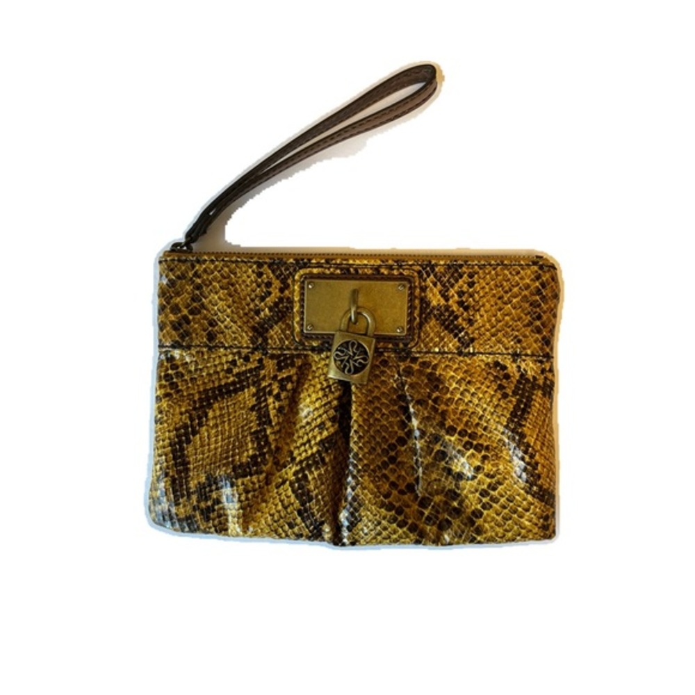 Vera Wang wristlet mustard and brown‎ colored. Like new.